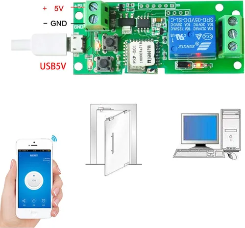 Vista 2 de USB5V 1Channel WiFi Smart Home Módulo de control remoto para iOS/Android