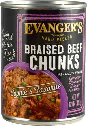Vista 9 de Evanger's Heritage Classics - Alimento para perros con trozos de carne de res, empacado a mano, 12 unidades, 12 onzas cada uno, tierno asado