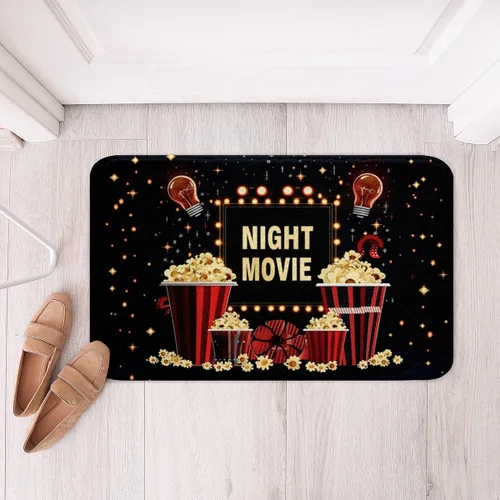 Vista 27 de Homewish Theater Cinema Poster Bathroom Rugs,Retro Movie Non Slip Bath Mat Popcorn Bathroom Indoor Floor Mats,Movie Night Shaggy Absorbent Bathtub