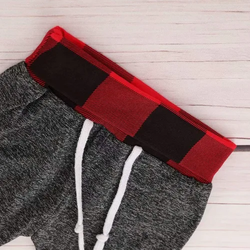 Vista 7 de Conjunto de 2 piezas de ropa para bebé y niña, de manga larga, con bolsillo a cuadros, con capucha y pantalones