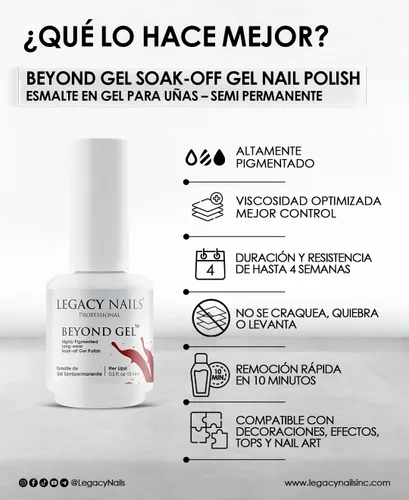 Vista 9 de LEGACY NAILS Professional Beyond Gel Soak-Off Esmalte de uñas – Cobertura completa, altamente pigmentado (BEYOND GEL – ALBA 1/2 oz)