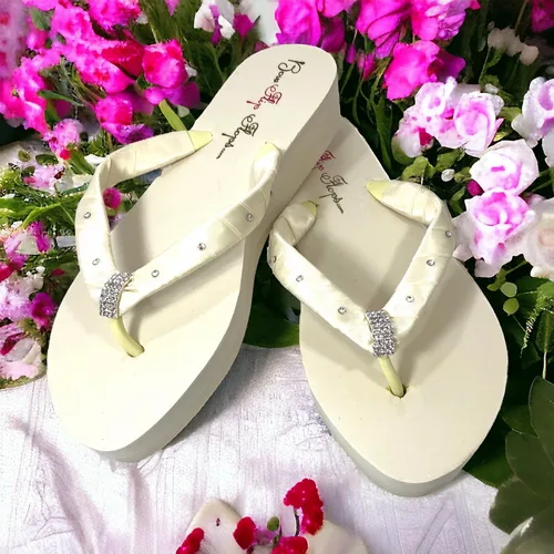 Vista 7 de Chanclas de boda en la playa con diamantes de imitación de cristal de estrella