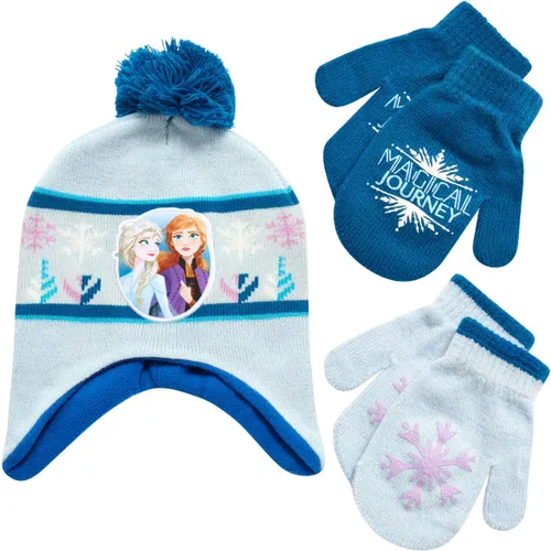 Vista 10 de Disney - Gorro de invierno para niñas y 2 pares de guantes o manoplas (edad 2-7)