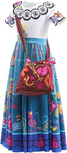 Vista 4 de KCLOTH Kids Mirabel Costume Isabela Madrigal Dress Princess Dress Up Clothes Halloween Cosplay Outfits