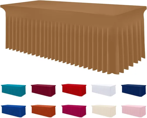 Vista 16 de Smiry Mantel de Spandex, Mantel Elástico Ajustable Extensible para Mesas Rectangulares de 6 Pies, Falda Cubierta de Mesa Impermeable y Lavable