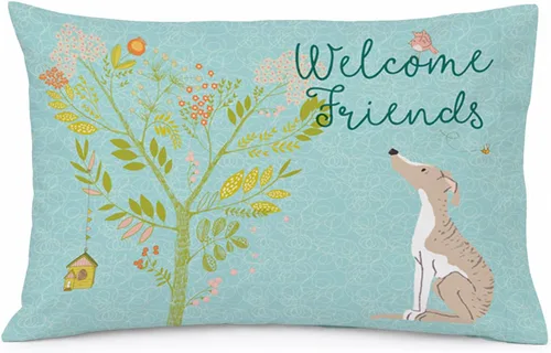 Vista 51 de Caroline's Treasures BB7625PILLOWCASE - Funda de almohada decorativa de tela con texto en inglés "Welcome Friends" Airedale Terrier estándar