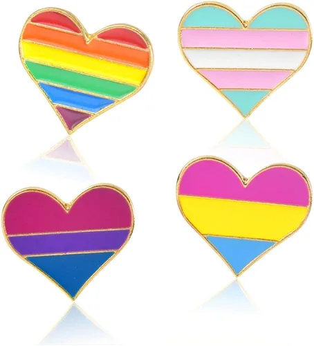 Vista 3 de Flairs New York - Broche de solapa esmaltado hecho a mano, Lgbtq+ Corazón Pansexual