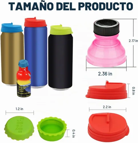 Vista 2 de ZOCONE Juego de tapas para botellas, 36 tapas de latas de refresco + tapas de latas + tapas de botellas de cerveza de silicona, tapas de botellas a