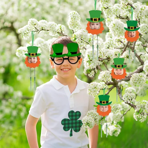 Vista 4 de Fennoral Paquete de 24 marcos de fotos de San Patricio para niños, kit de manualidades para el día de San Patricio, kit de manualidades de madera