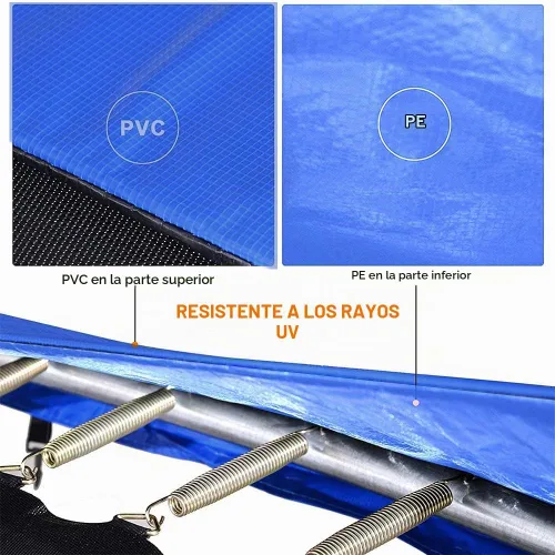 Vista 3 de Almohadilla de repuesto para trampolín, cubierta de resorte de seguridad, sin agujeros para poste, ajuste universal para marcos de 10 pies, 12 pies
