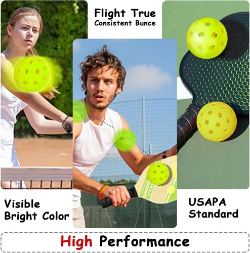 Vista 6 de Outdoor Pickleball Balls Set, USAPA Approved, 40 Hole, High Bounce True Flight, Durable for All Skill Levels