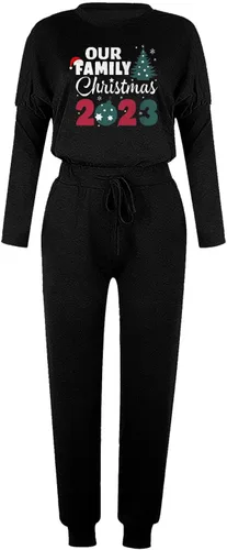 Vista 4 de Comigeewa Chándal dos piezas Navidad para mujer estampado de manga larga jersey camisas pantalones deportivos 2 piezas