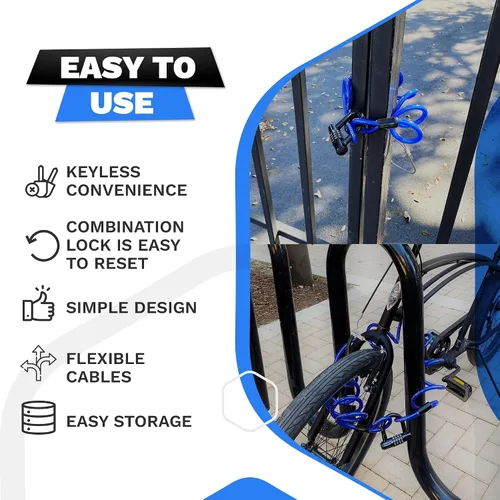 Vista 5 de DocksLocks Juego de candado de cable de seguridad (5 pies a 25 pies de longitud) – Resistente a la intemperie, extremos en bucle, en espiral