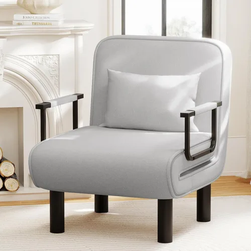 Vista 2 de Furniliving Sofá cama plegable 4 en 1, silla convertible con respaldo ajustable de 6 posiciones, tumbona tapizada con almohada, sillas decorativas