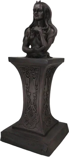 Vista 3 de Ebros Neopaganismo Wicca Estatua de deidad primaria con la luna creciente femenina Triple Diosa Bustos en pedestal Figura Wicca Decoración del hogar