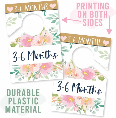 Vista 5 de Hadley Designs 6 divisores de tamaño de armario para bebé niña - Divisores florales para armario de bebé por mes, organizador de armario de bebé