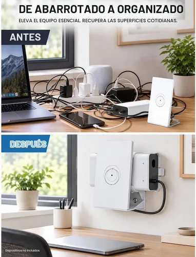 Vista 7 de XLTTYWL® Soporte de pared 2 en 1 para enrutador Starlink V5 y fuente de Blanco