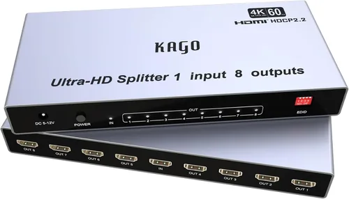 Vista 9 de KAGO Divisor HDMI de 8 puertos 4K @60Hz 1 en 8 salidas con EDID