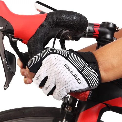 Vista 6 de Souke Sports Guantes de ciclismo Guantes acolchados de medio dedo para bicicleta con absorción de golpes, antideslizantes, transpirables, MTB