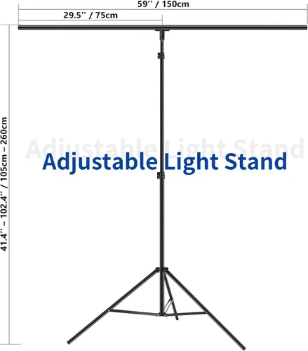 Vista 2 de Neewer Kit de soporte de fondo en forma de T, soporte de trípode ajustable de 8.5 pies de alto y barras transversales de 5 pies/1.5m de ancho con 6