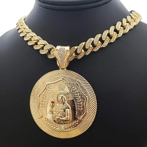 Vista 2 de Blingfactory - Collar con colgante de Santa Bárbara de hip hop, 0.472in, 18.0in