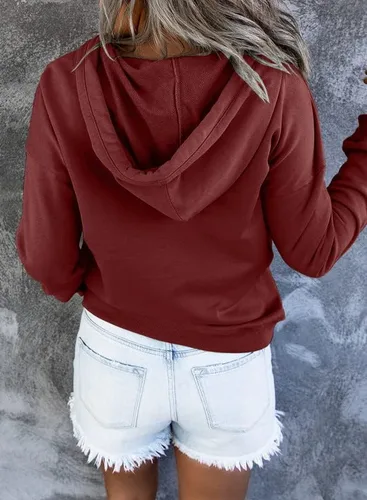 Vista 2 de Dokotoo - Sudaderas con capucha para mujer, con cuello de botón y cordón de ajuste, sudaderas casuales de manga larga