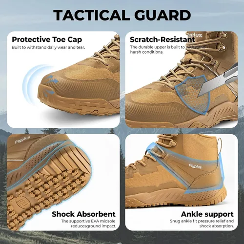 Vista 6 de Men's Military Tactical Boots Waterproof Lightweight Non-Slip Arena táctica