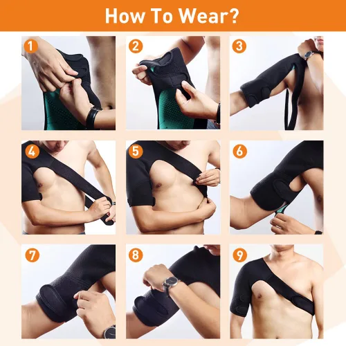 Vista 6 de Hueglo Soporte de hombro izquierdo para mujeres y hombres manguito rotador, soporte de hombro ajustable para alivio del dolor de hombro