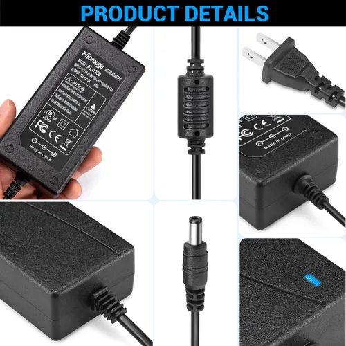 Vista 2 de Facmogu Fuente de alimentación de 12 V 5 A, adaptador de CA CC, convertidor de 100-240 V a 12 voltios transformador de 5 amperios para accesorios