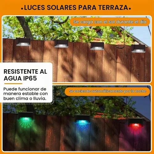 Vista 3 de Geelin 32 Luces Solares para Terraza al Aire Libre, Luces LED Solares Impermeables para Escalones y Cercas para Escaleras, Escalón, Barandilla