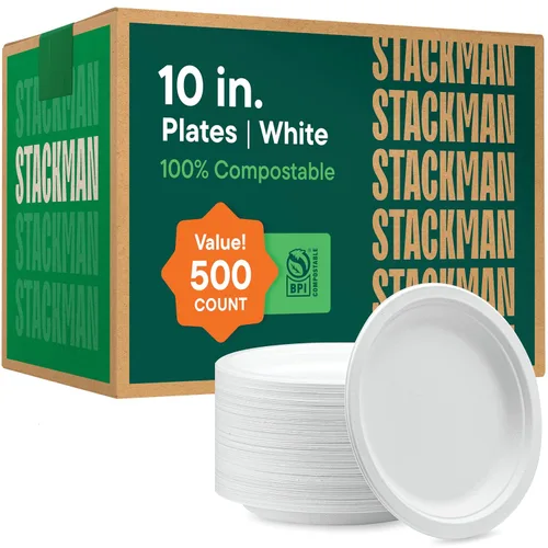 Vista 8 de Cuencos de papel 100% compostables de 12 oz. [1000 unidades] Cuencos para sopa resistentes de color blanco natural, cuencos de bagazo no blanqueados
