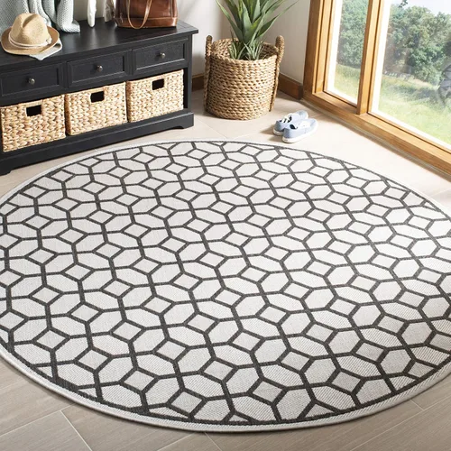Vista 21 de SAFAVIEH Linden Collection - Alfombra lavable para exteriores, alfombra de pasillo de 2.2 x 8 pies, gris claro y carbón, no desprende pelusa y fácil