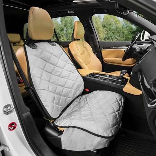 Vista 6 de Plush Paws Products Protector de asiento de coche premium Costuras de diamante Lavable e impermeable para asiento delantero para perro, camión