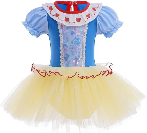 Vista 5 de Leotardos de princesa para niñas con falda de ballet y tutú para Halloween, Navidad, fiesta de cumpleaños, vestido elegante