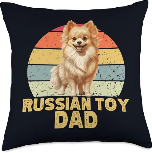 Vista 4 de Russian Toy Dog Lover Heartbeat EKG Gifts & Tees Rusia Toy Dad Retro Sunset Funny para los amantes de los perros, almohada de 16 x 16 pulgadas
