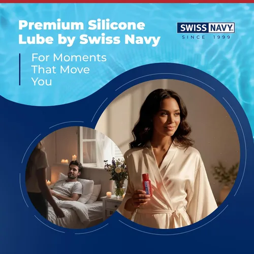 Vista 3 de Swiss Navy Lubricante Premium a Base de Silicona - 1 oz - Lubricante Personal para Hombres, Mujeres y Parejas - Seguro para Condones y Látex