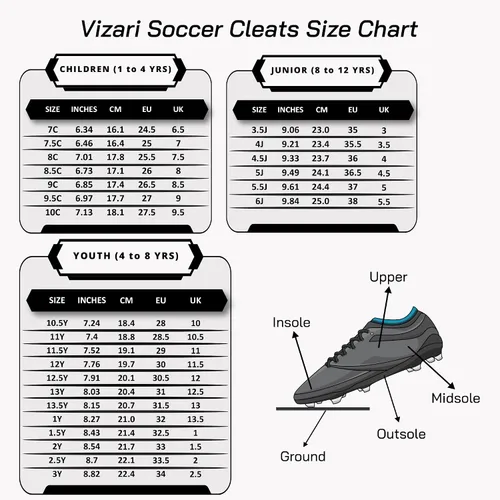 Vista 7 de Vizari - Tenis de fútbol Striker FG para niños pequeños y grandes