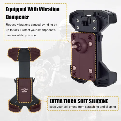 Vista 4 de Soporte de teléfono para motocicleta, soporte para teléfono de bicicleta, scooter universal para manillar de motocicleta, abrazadera de teléfono