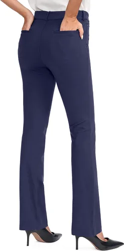Vista 3 de Rammus Womens Yoga Dress Pants with Zipper Pocket Stretch Work Pants for Women Straight Leg Slacks for Office Business Casual