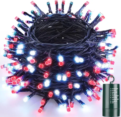 Vista 18 de Joomer Luces de Navidad a pilas, 66 pies, 200 LED, 8 modos y temporizador Blanco cálido