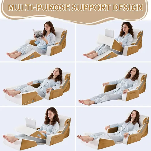 Vista 7 de Juego de 9 almohadas de cuña para recuperación después de la cirugía, almohada de cuello de espuma viscoelástica ajustable, almohada de espuma