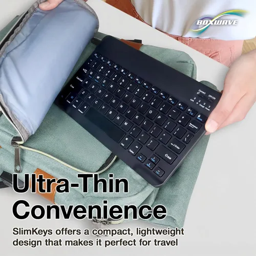 Vista 4 de BoxWave Teclado compatible con Chuwi Hi10 Air - Teclado Bluetooth SlimKeys, delgado portátil con teclas estilo chiclet, negro azabache