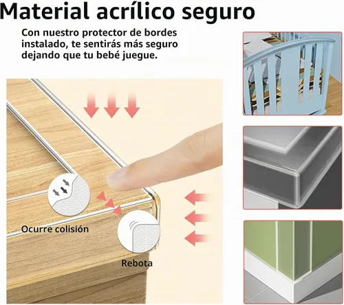 Vista 3 de Protector de Esquinas y Bordes a Prueba de Bebés, Protector Suave y Transparente para Esquinas de Mesas y Muebles y Tope de Seguridad para Puertas