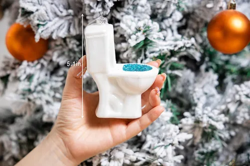 Vista 5 de Juego de 2 adornos de papel higiénico y papel higiénico de vidrio soplado para árbol de Navidad