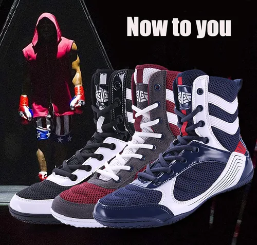 Vista 5 de Zapatos deportivos de alta tracción para hombre, jóvenes, mujeres, zapatos deportivos de boxeo, zapatos de lucha de alta velocidad de combate