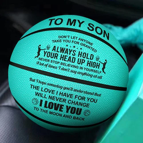Vista 5 de KWOOD Regalos de baloncesto grabados personalizados para interiores y exteriores para hijo, I Love You to The Moon and Back, regalos de graduación