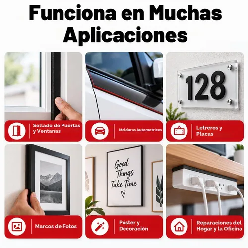 Vista 6 de LLPT Cinta adhesiva de espuma doble cara de 1 pulgada x 50 pies, adhesiva duradera, resistente a la intemperie para rellenar huecos, adjuntar, unir