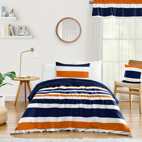 Vista 10 de Sweet Jojo Designs Gris, naranja y blanco para niños, adolescentes de 3 piezas Full/Queen Boys Stripe Set Collection Rayas grises y naranjas