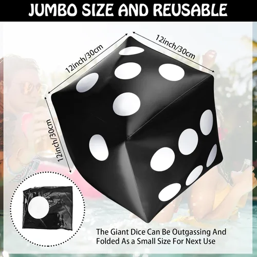Vista 3 de Paquete de 3 dados inflables grandes jumbo gigantes para interiores y exteriores, juego de mesa Ludo, artículo para fiestas en la piscina
