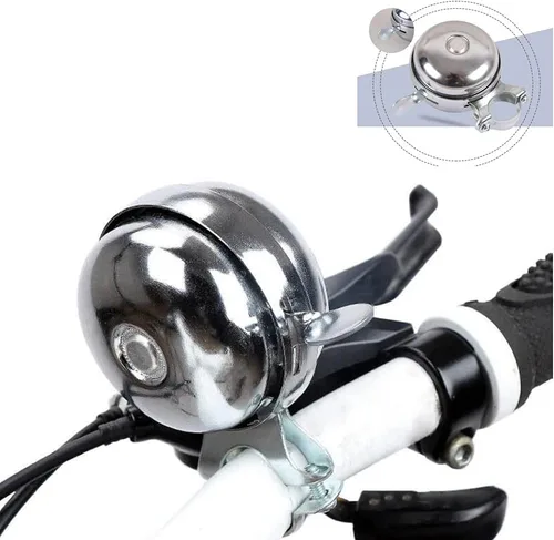 Vista 4 de Cool Chrome Rotary Metal de doble cara Clásico Vintage Bike Bell Road Mountain Triciclo Retro Bicicleta Manillar Bell Seguridad Ciclismo Anillo